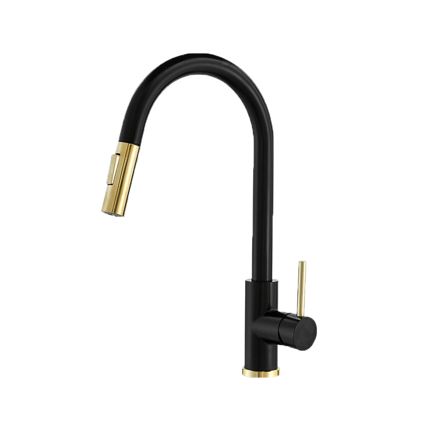 The cross-border touch-sensing pull-out kitchen faucet, cold and hot washing basin, sink and sink faucet can be rotated Item Picture