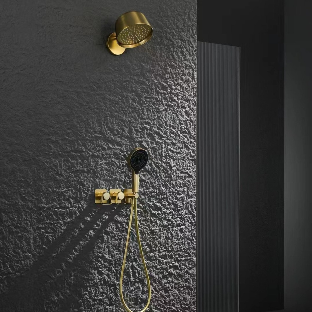 Creative all-copper white chandelier, concealed installation, minimalist hotel project, cold and hot embedded wall-mounted shower head set Specification drawing