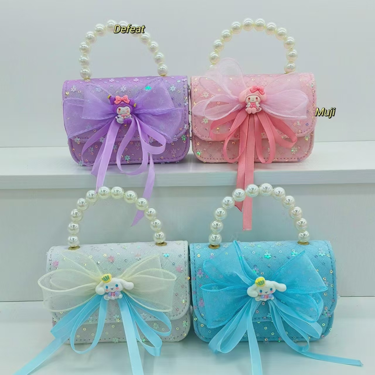 Melody Pearl hand-held princess Bag, Kuromi crossbody accessory bag, Bow Girl Lucky Money Bag, chain bag full figure