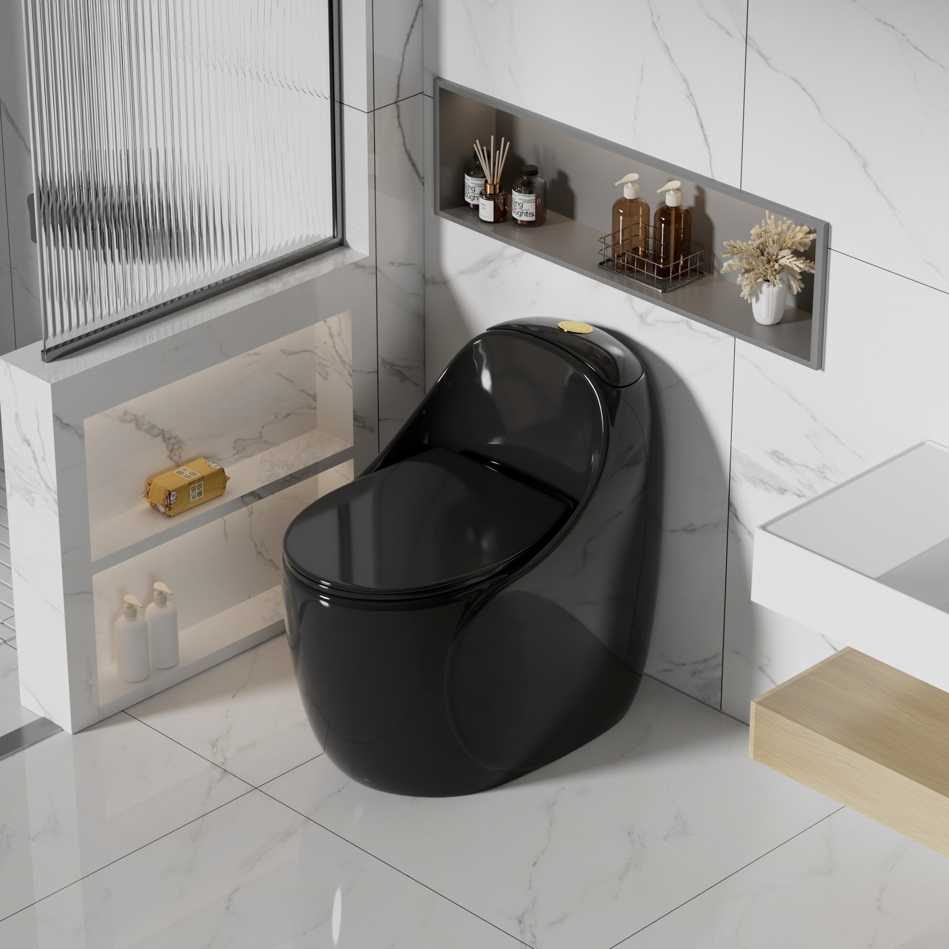Creative toilet seat, home bathroom, personalized egg-shaped colored ceramic flush, wholesale for homestay and hotel projects Specification drawing
