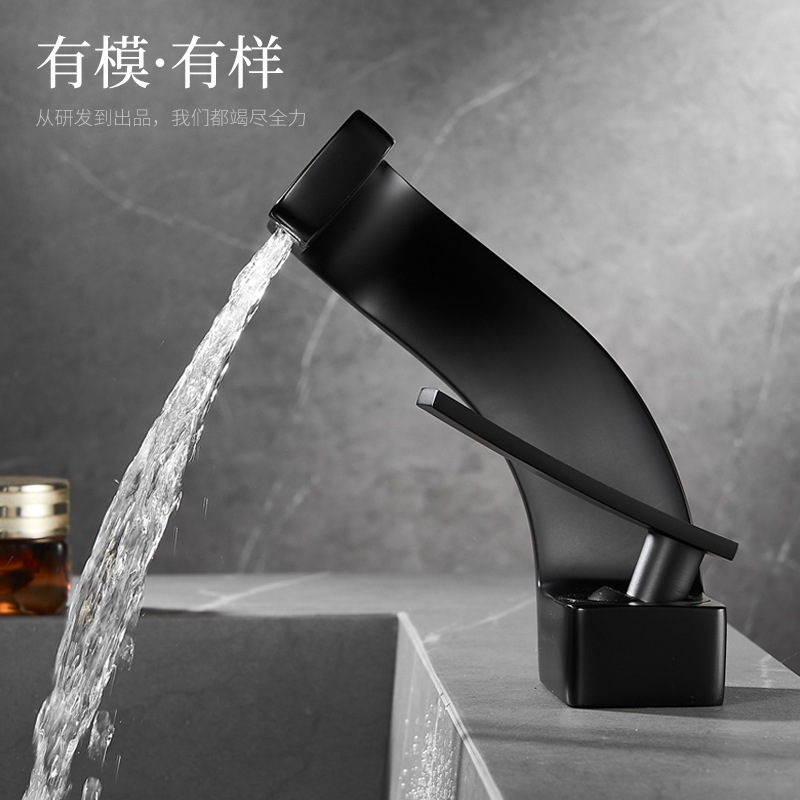 Cross-border light luxury washbasin, waterfall faucet, bathroom cold and hot, all-copper gold, Nordic creative faucet Application Scenario