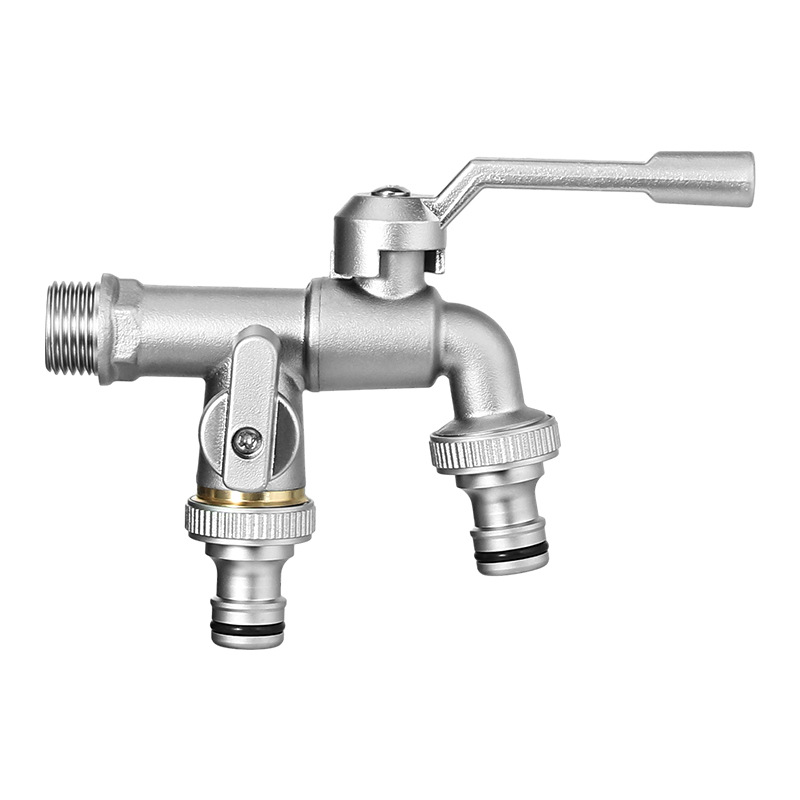Cross-border exclusive outdoor faucet, pure copper light luxury, one in and two out dual-use tap water anti-freezing American-style faucet wholesale Item Picture