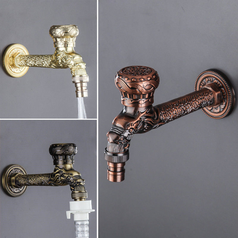 European-style retro faucet, antique extended faucet, long mop sink faucet, four-inch wall-mounted American-style faucet Specification drawing