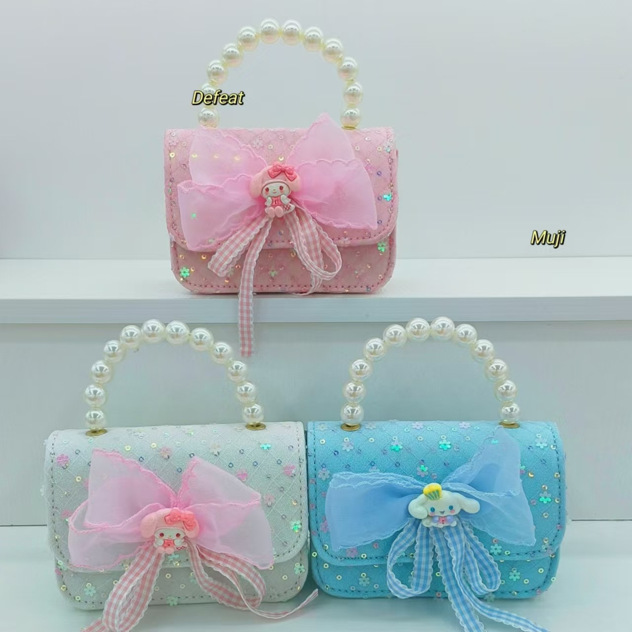 Pearl handbag, crossbody accessory bag, Melody Kuromi children's princess bag, girls' lucky money bag, small square bag Specification drawing