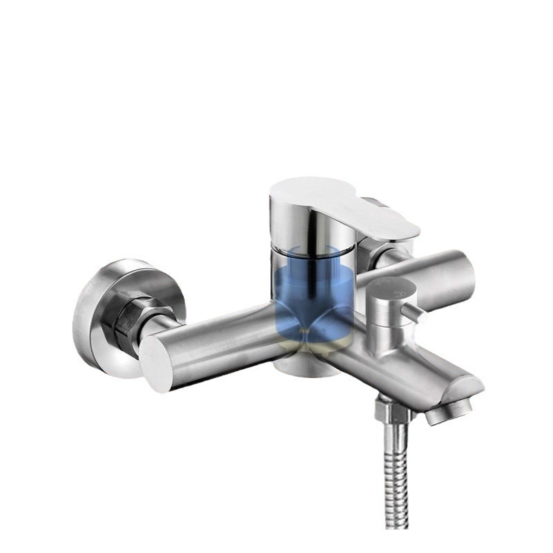 304 stainless steel shower faucet, bathtub faucet, wall-mounted bathroom two-in-one mixing valve, concealed cold and hot three-in-one faucet Item Picture