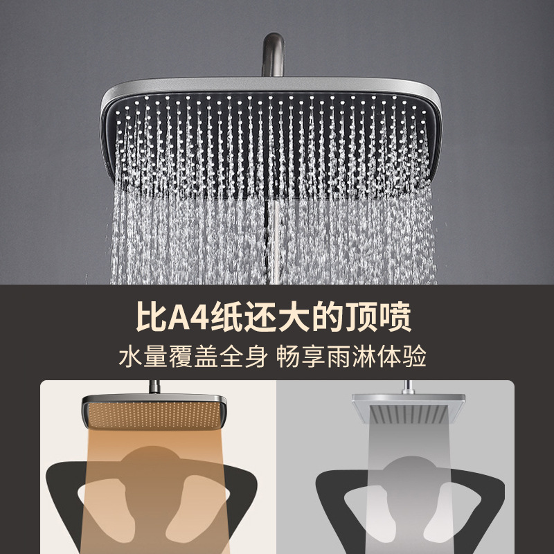 Gun gray constant temperature digital display shower head set for home bathroom, shower head and rain shower head set Application Scenario
