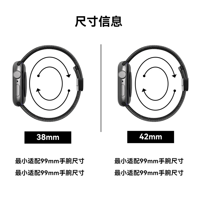 A nylon universal sliding buckle magnetic watch strap suitable for Huawei, Apple and Samsung iwatch Item Picture