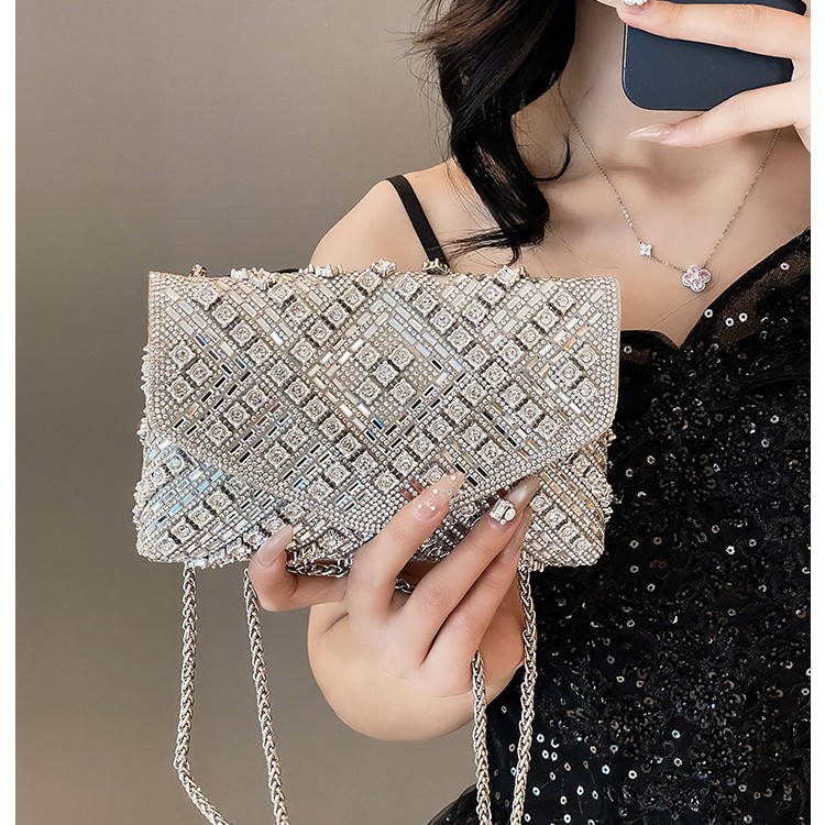 New cross-border evening dress, socialite diamond-encrusted clutch bag, small bag, single-shoulder crossbody dinner bag, women's handbag details Picture