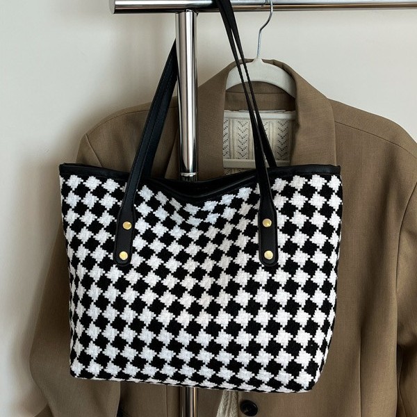 Casual commuting women's bag 2025 Spring checkered simple, stylish and trendy single-shoulder crossbody bag tote bag Specification drawing