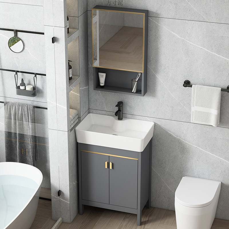 Floor-standing bathroom cabinet, small-sized bathroom washbasin combination, space ultra-narrow washbasin, washbasin and sink, simple Application Scenario