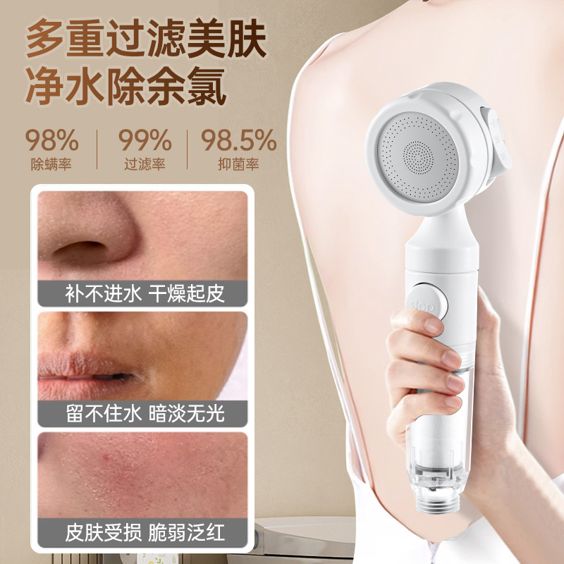 Pressurized filtration shower head, water heater, water purifier, household chlorine-removing, antibacterial, skin-beautifying, Thailand travel, bathing shower head Application Scenario
