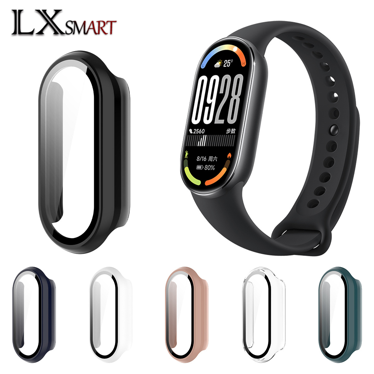 Suitable for Xiaomi 10/9 smart band 8/9 Pro case, Xiaomi 10 protective case, PC integrated case, tempered film watch case full figure