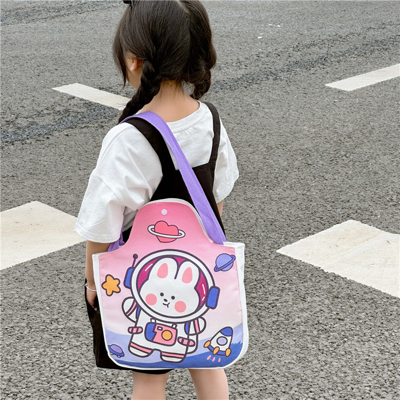 Wholesale cartoon canvas bags, female student tutorial bags, Japanese-style illustration large-capacity single-shoulder bags, cute hand-carry bags details Picture