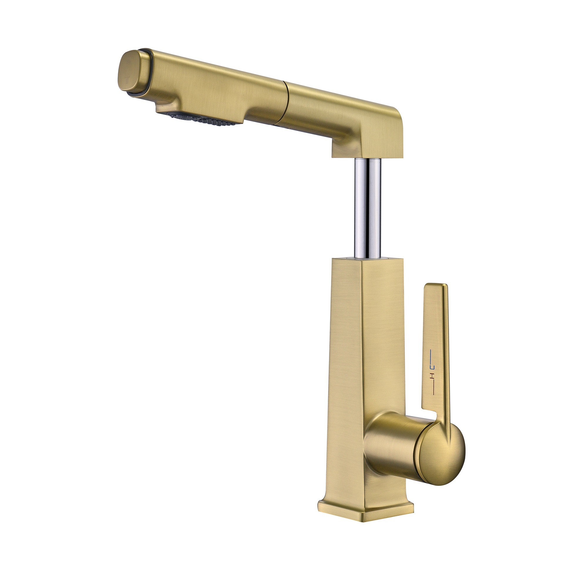 German quality black washbasin faucet, cold and hot, all-copper pull-out type with lifting and rotating under-sink for washing face and mouthwash Item Picture