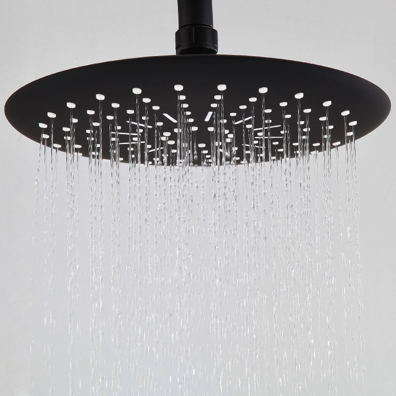 304 stainless steel black four-speed shower head set, hot and cold top spray with spray gun, bathroom shower head set Specification drawing