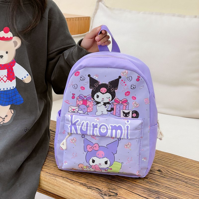 Wholesale of new cross-border kindergarten schoolbags for boys and girls, cartoon Kuromi casual backpacks for children aged 2 to 6 Specification drawing