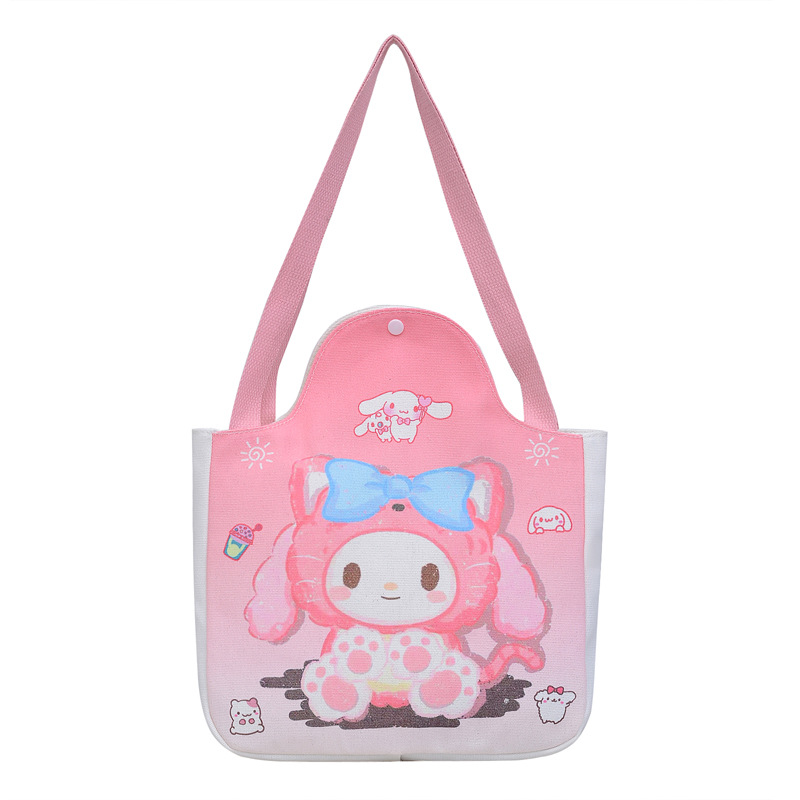 2023 Japanese-style soft and cute girl cartoon canvas bag, adorable little rabbit student single-shoulder large-capacity hand-carried crossbody bag Item Picture