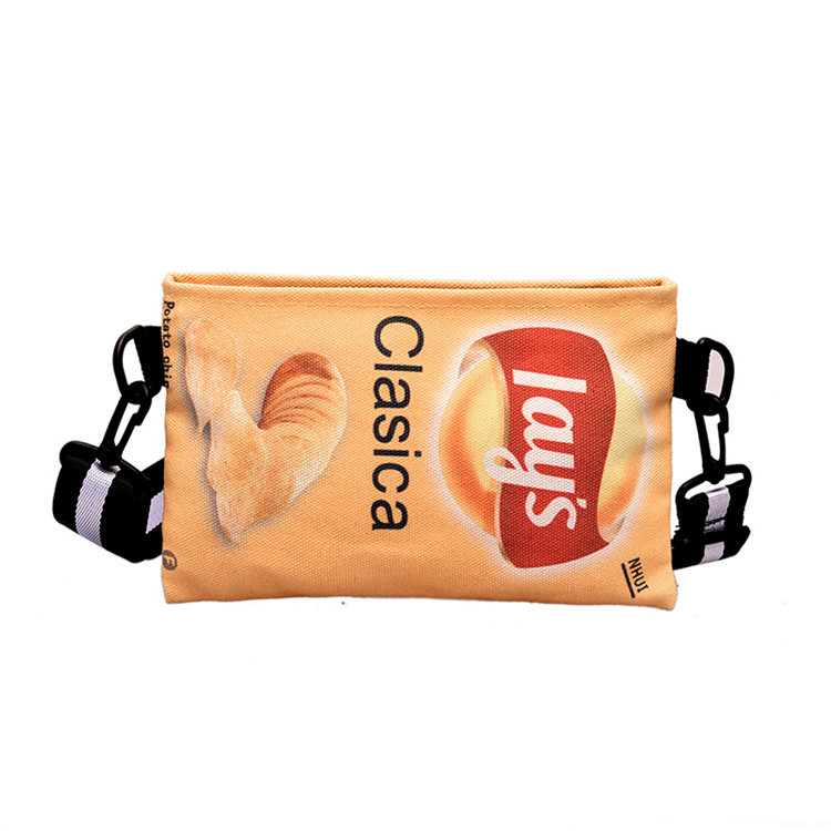 2020 New style funny small bag for women, versatile potato chips, personalized, trendy and creative, laid-back style, cute canvas crossbody bag Item Picture