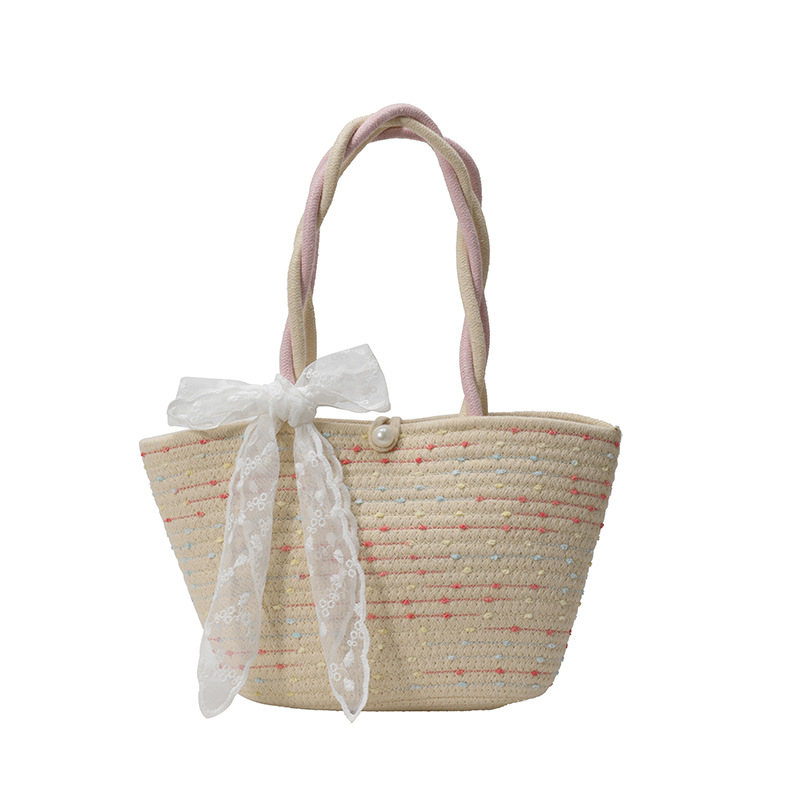 Hand-woven straw bag 2025 new fashion ins vacation-style vegetable basket bag, women's rattan hand-held beach bag Item Picture