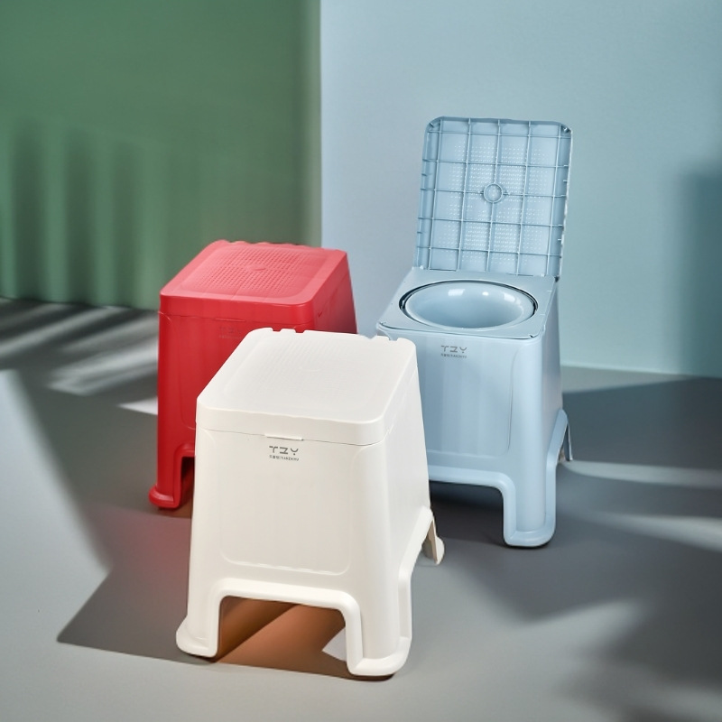 Elderly people's raised plastic toilet seat, indoor mobile toilet for pregnant women, portable toilet for the elderly and adults, household heating Item Picture