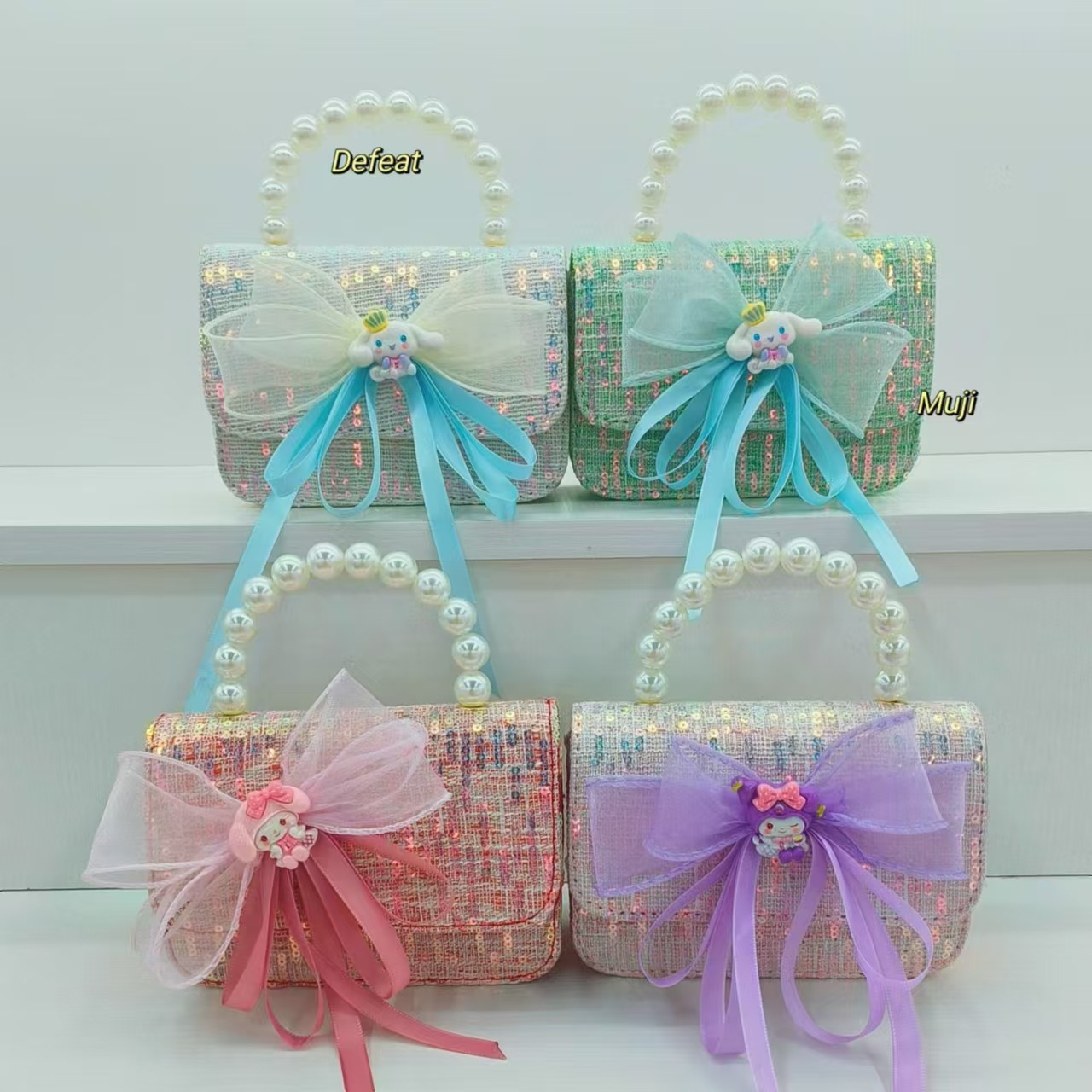Melody Pearl hand-held princess bag, crossbody Kumi accessory bag, Bow Girl Lucky money bag, chain bag Specification drawing