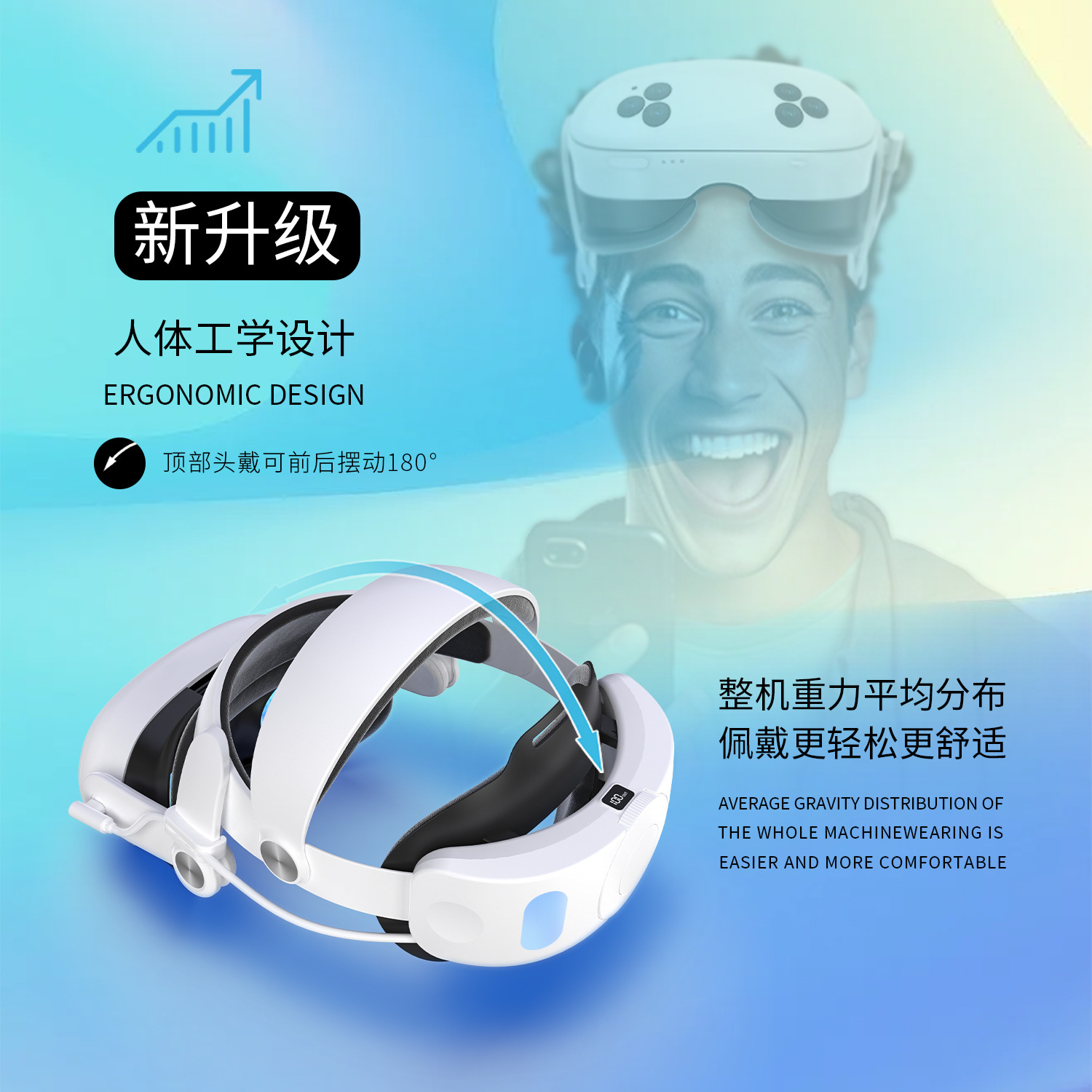 Meta quest3s headsets with a 10,000mah battery, quest3 charging headsets, power banks, weight reduction VR accessories details Picture