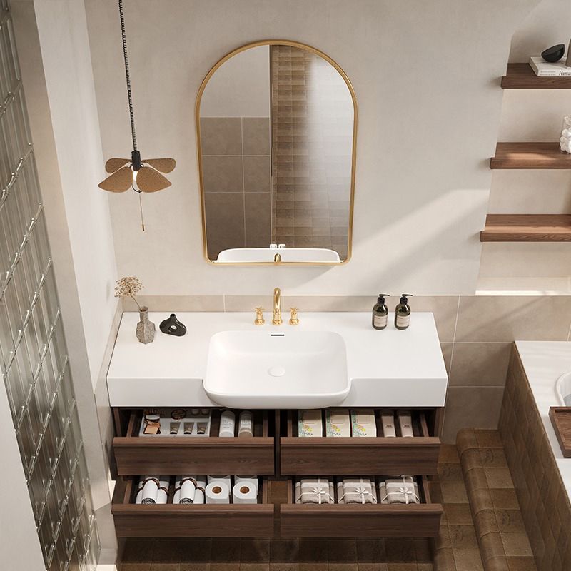 Qimei Stone integrated basin, bathroom cabinet, washbasin, countertop, integrated washbasin cabinet combination, bathroom and sanitary ware Application Scenario