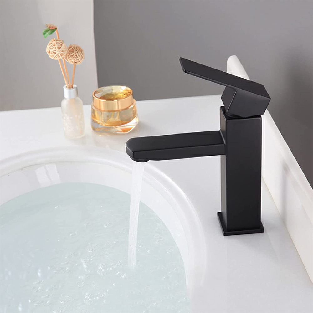 Stainless steel washbasin, hot and cold water faucet, black lacquered square countertop basin, washbasin and mixed faucet manufacturer wholesale Application Scenario