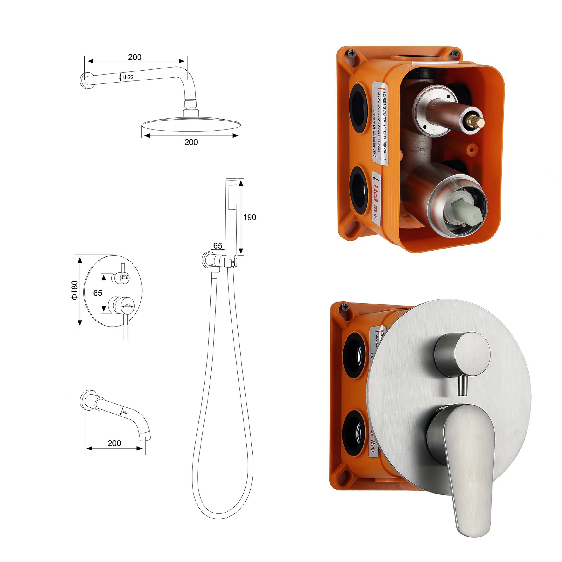 Foreign trade shower head set, cold and hot built-in wall concealed shower faucet Application Scenario