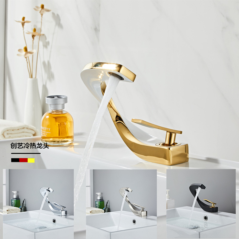 All-copper washbasin faucet, cold and hot water, bathroom washbasin, surface basin, countertop basin, washbasin, household faucet full figure