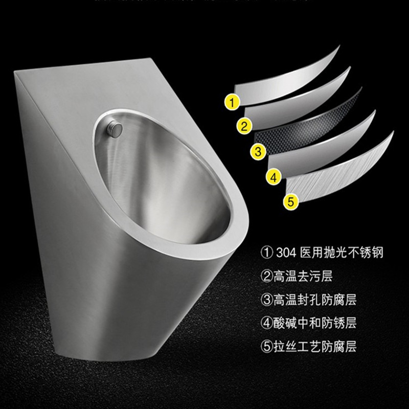 Cross-border stainless steel urinal, bar, school, men's urinal, wall-mounted 304 stainless steel sensor urinal details Picture