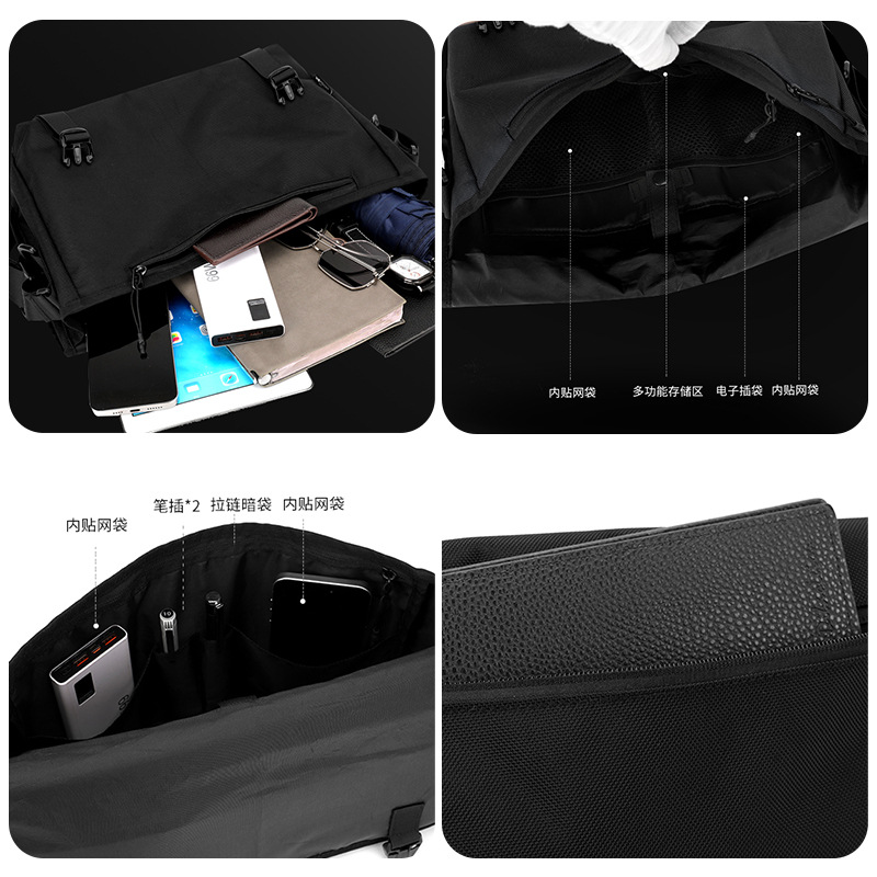 WEPOEWR's new large-capacity travel crossbody bag in solid color, square, business messenger bag for business trips, men's single-shoulder bag Application Scenario
