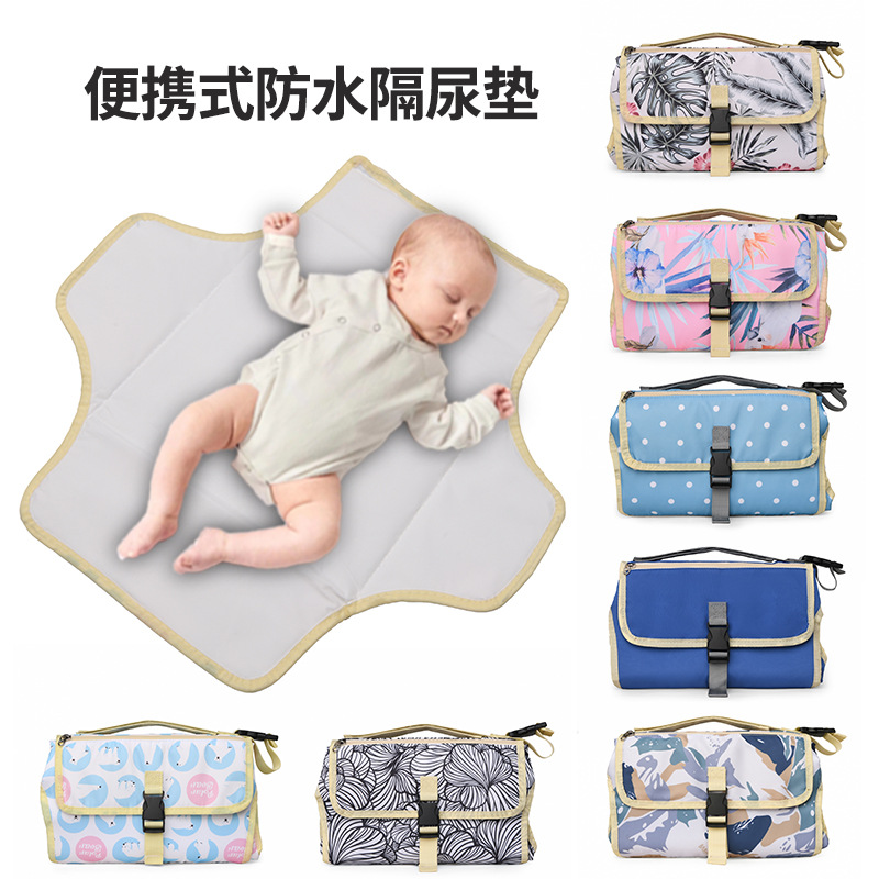 The Cross-border Mommy Bag Print Series multi-functional baby diaper pad can store portable diapers and change diaper bags full figure