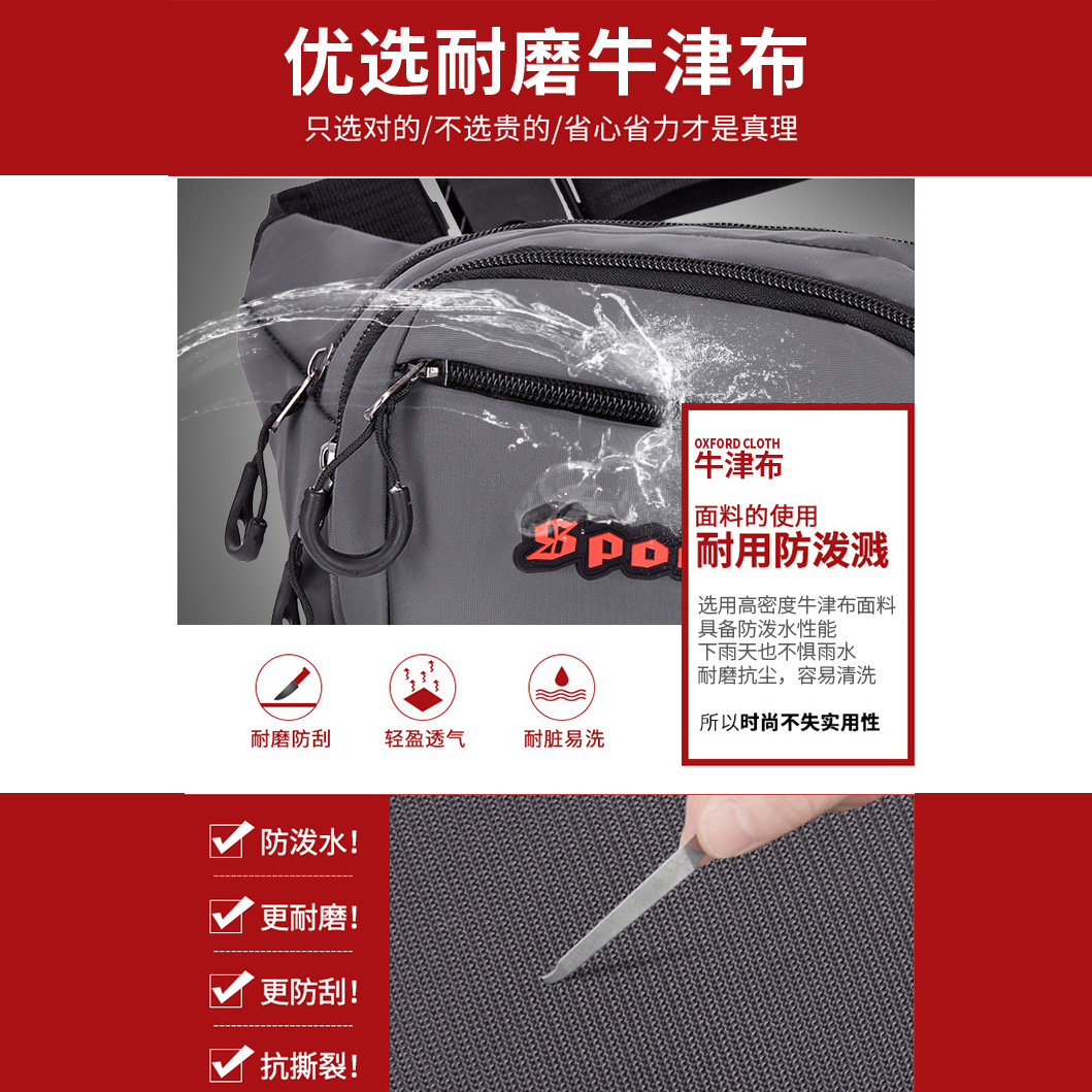 New waist bags for men and women, outdoor sports, mountaineering, men's chest bags, canvas mobile phone bags, construction site work, cash register crossbody bags details Picture