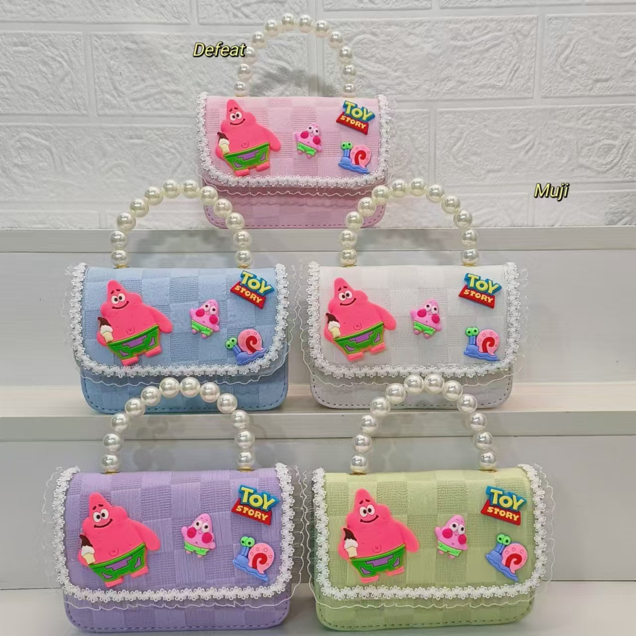 Pearl handbag, crossbody bag, loose change accessories, princess bag, chain small square bag, children's bag, SpongeBob SquarePants, Patrick Star full figure