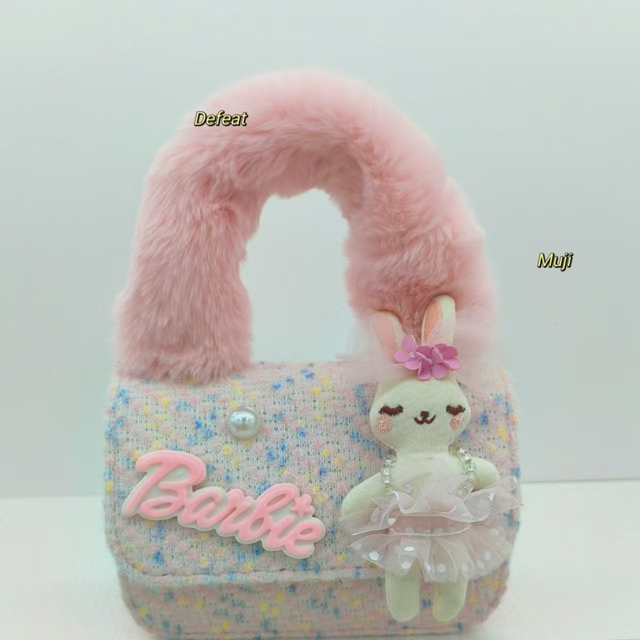 Cute rabbit plush handbag, princess bag, shoulder bag, crossbody bag, little girl coin purse, accessory bag for girls Specification drawing
