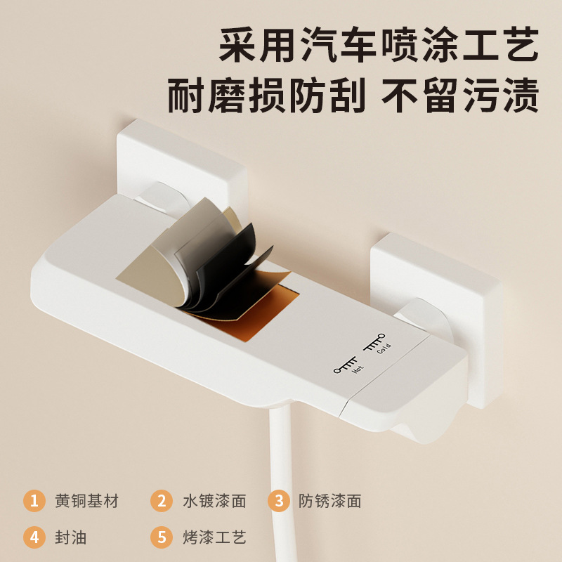 All-copper simple shower head set, bathroom, household white gun gray shower, overhead spray, hotel bathroom pressurized wholesale Application Scenario