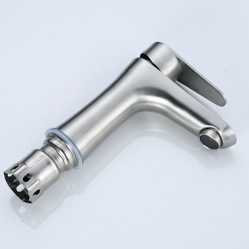 304 stainless steel brushed cold and hot bathroom, single-hole small waist, bathroom washbasin, washbasin faucet details Picture