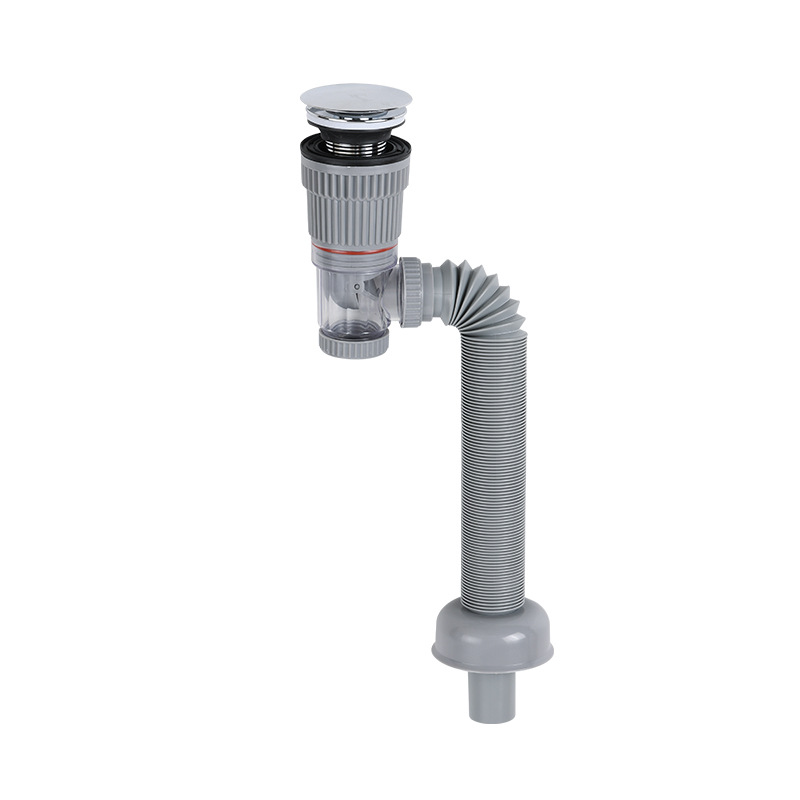 Kitchen drainpipe, sink, horizontal and vertical drainage, no need for glue, anti-odor and anti-clogging dual-purpose drainage, washbasin, universal drainpipe Item Picture