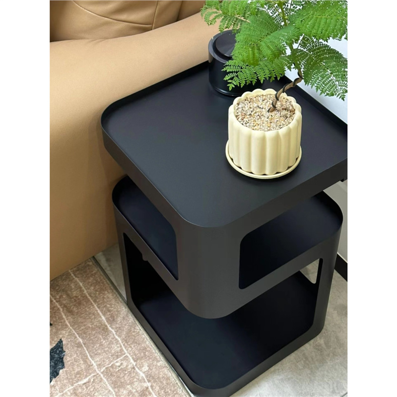 Modern and simple iron bedside table, small bedside storage rack, light luxury living room sofa, side table and side cabinet, creative coffee table details Picture