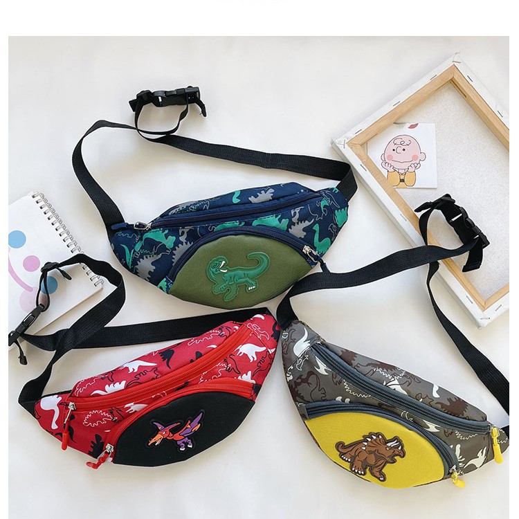 Children's bags, crossbody bags, boys' chest bags, dinosaur waist bags, kids' outdoor fashionable and personalized single-shoulder bags, coin purses, trendy full figure