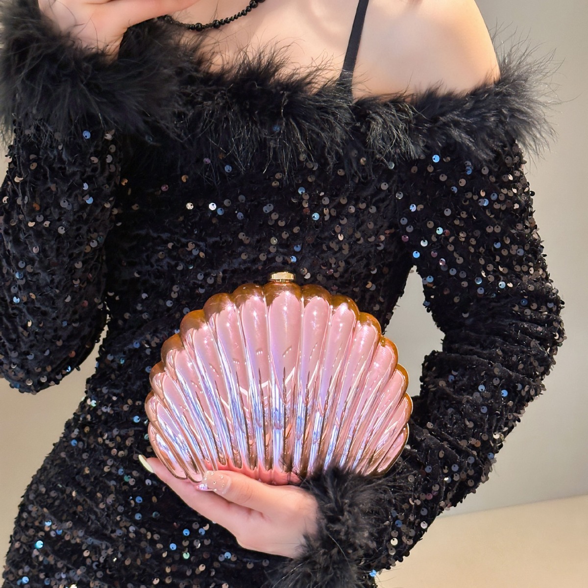 Fashionable and elegant mini bag for women, 2025 new cross-border acrylic bag, shell bag, high-end single-shoulder bag Specification drawing