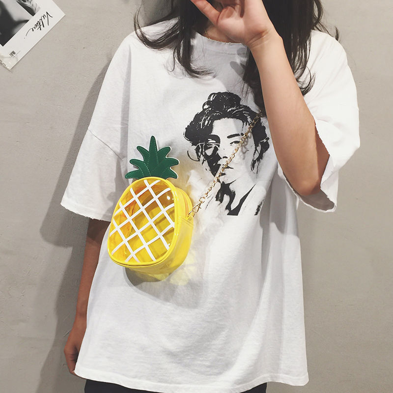 ins Summer Mini Bag Women 2021 New Style Fashionable and Individual PVC Transparent jelly Pineapple Bag single-shoulder crossbody women's bag full figure