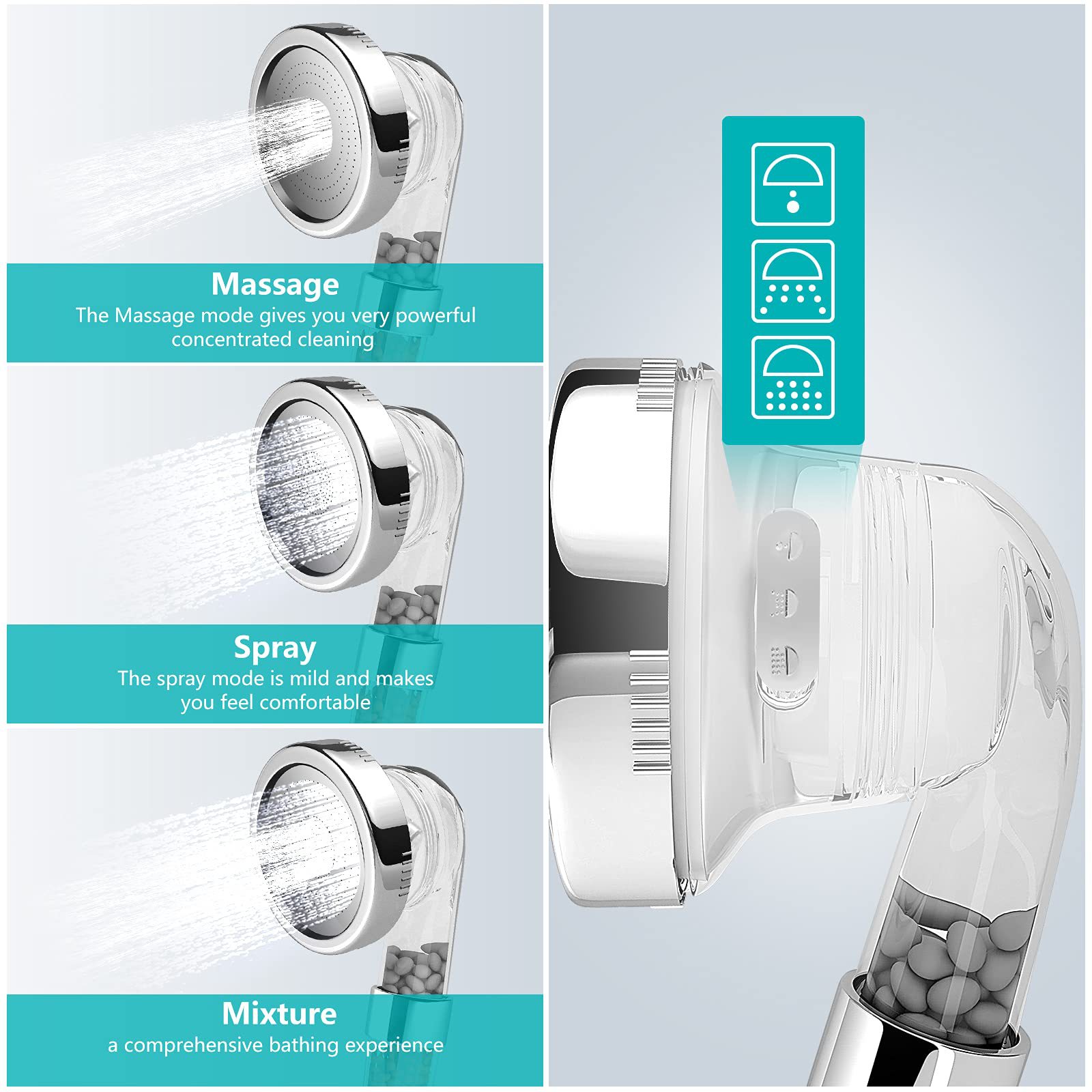Negative ion showerhead Tomalin shower head pressurized water-saving large size handheld pressurized shower head bathroom set details Picture