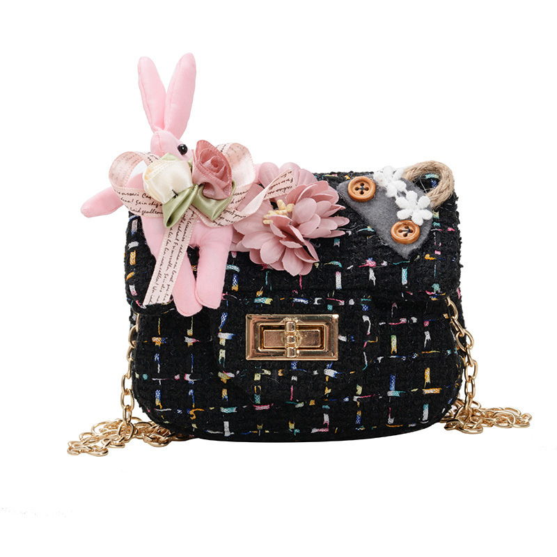 New children's fabric single-shoulder crossbody bag, cartoon cute children's bag, flower cute girls' bag, loose change bag Item Picture