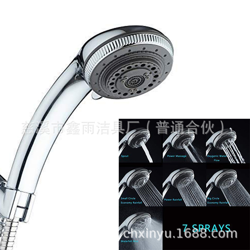 Shower head, shower belt, switch, water stop, bathroom, plastic electroplated, handheld five-speed six-function shower head, showerhead Application Scenario