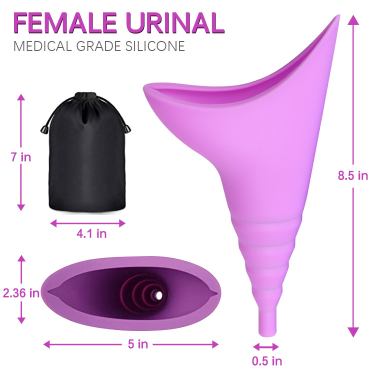 Amazon portable silicone urinal, travel outdoor emergency standing urination device, silicone leak Specification drawing