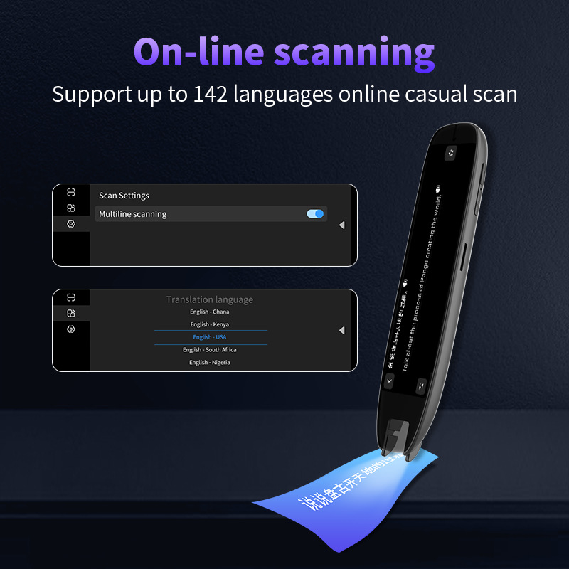 The international version of the scanning translation pen features precise offline translation in multiple languages including Chinese, English, German, French, Japanese, Korean, Cantonese and traditional Chinese details Picture