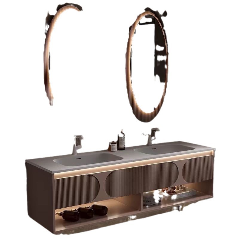The Kolinai integrated basin bathroom cabinet is a modern hotel-style bathroom with a double basin washbasin and sink Item Picture