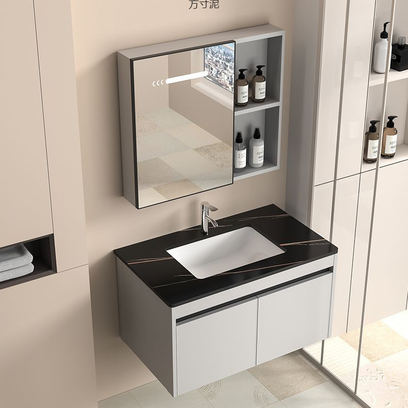 Thickened space bathroom cabinet, bathroom washbasin combination, integrated ceramic hand washing and grooming intelligent washbasin mirror cabinet Specification drawing